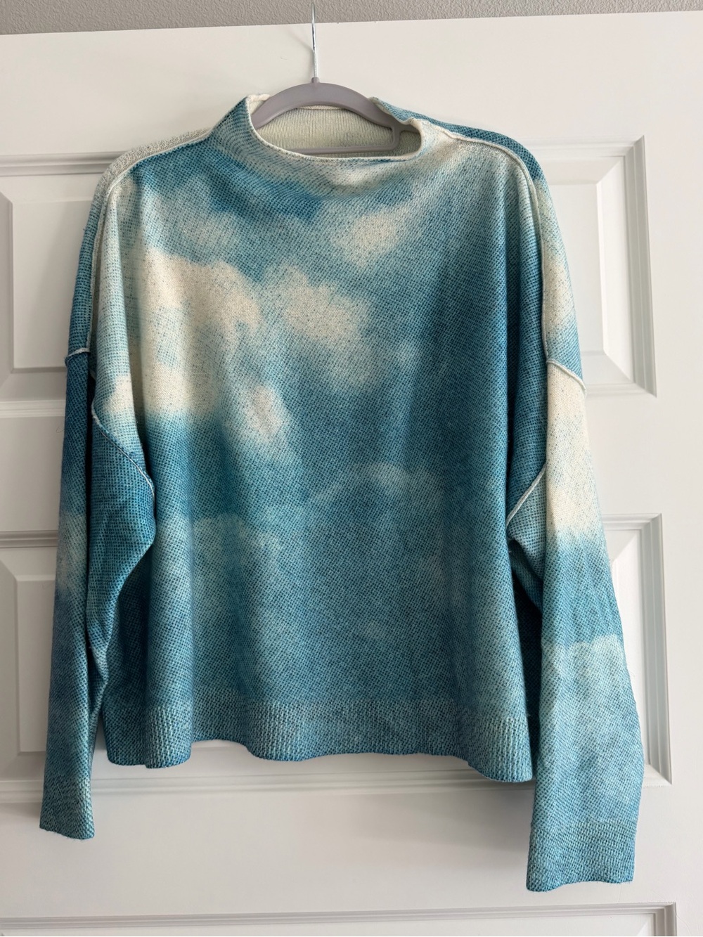 Pilcro Alani Cashmere Blue Cloud-Print Sweater -